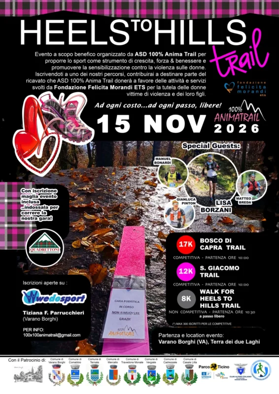Locandina Heels to Hills Trail del 15 novembre 2026 a Varano Borghi